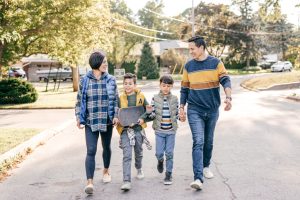 Family of four enjoying time outdoor