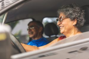 Driving, Senior Adult, Senior Women, Women, Day. Senior woman driving a car